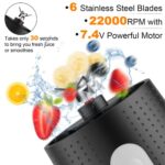 Personal Portable Blender for Shakes and Smoothies, Lahuko Smoothie Blender with 6 Stainless Steel Blades, 13 Oz USB Mini Fresh Juice Blender for Travel, Gym, Home, Office, Car (Black)