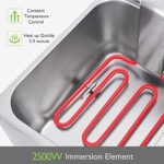 Commercial Deep Fryer with Basket – Simoe 2500W 6.7QT Countertop Stainless Steel Electric Fryer with Removed Tank, Temperature Control and Lid for Kitchen, Home, Restaurant