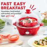 DASH Rapid Egg Cooker: 6 Egg Capacity Electric Egg Cooker for Hard Boiled Eggs, Poached Eggs, Scrambled Eggs, or Omelets with Auto Shut Off Feature – Red