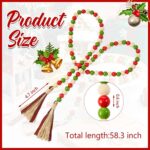 8 Pieces Seasonal Wood Beads Garland 58.3 Inch Holiday Prayer Beads Garland Farmhouse Boho Decor with Tassel Christmas Wall Coffee Table Decor for Rustic Country Decor
