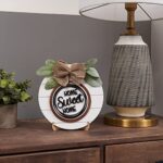 Houmury Farmhouse Home Decor Season Sign Interchangeable Home Sweet Home Round Shiplap Sign with Easel for Spring Summer Fall Winter Home Decoration Tier Tray Sign