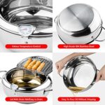 Kerilyn Depp Fryer Pot, 9.4 Inch/3.4 L Janpanese Style Tempura Frying Pot with Lid, 304 Stainless Steel with Temperature Control and Oil Drip Drainer Rack, for Kitchen French Fries, Chicken etc
