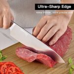 Professional Chef Knife Set Sharp Knife, German High Carbon Stainless Steel Kitchen Knife Set 3 PCS-8″Chefs Knife &7″Santoku Knife&5″Utility Knife, Knives Set for Kitchen with Gift Box…