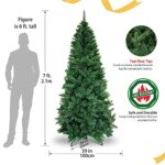 JOY SPOT! 7 Feet Artificial Slim Christmas Tree, 900 Branch Tips Seasonal Holiday Decoration Tree, Pencil Christmas Tree with Metal Stand for Indoor Outdoor Decor Home Holiday