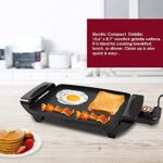 Elite Gourmet EGR2722A Electric 10.5″ x 8.5″ Griddle, Cool-touch Handles Non-Stick Surface, Removable/Adjustable Thermostat, Skid Free-Rubber Feet, Black