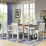 LUMISOL Dining Table Set for 6, Extendable Table and 6 Chairs Dining Set 7 Piece, Farmhouse Rectangular White Kitchen Table Set (54“/ 70”) L x 36”W x 30”H