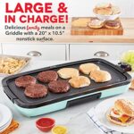DASH Deluxe Everyday Electric Griddle with Dishwasher Safe Removable Nonstick Cooking Plate for Pancakes, Burgers, Eggs and more, Includes Drip Tray + Recipe Book, 20” x 10.5”, 1500-Watt – Aqua
