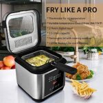 Deep Fryer CUSIMAX Electric Deep Fryer with Basket and Drip Hook, 2.5L/2.6QT Oil Capacity Fish Fryer with Temperature Control, Removable Lid, View Window, Stainless Steel Oil Fryer, 1200W