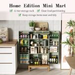 ARTPOWER 45” Kitchen Pantry Cabinet with Legs, Storage Cabinet with Doors and Adjustable Shelves, Food Pantry Cabinet for Kitchen, Dining Room, Living Room and Garage,Gold Legs, Green Cabinet.