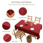 Pahajim Linen Rectangle Tablecloth Table Cloth Heavy Weight Cotton Linen Dust-Proof Table Cover for Party Table Cover Kitchen Dinning (Red, Square,55 x 55 Inch)