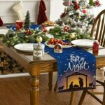 Artoid Mode The Lord Blue Sky Christmas Table Runner, Seasonal Winter Holy Night Christ Kitchen Dining Table Decor for Outdoor Home Party 13×90 Inch