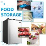 Euhomy Upright freezer, 3.0 Cubic Feet, Single Door Compact Mini Freezer with Reversible Stainless Steel Door, Small freezer for Home/Dorms/Apartment/Office (Silver)