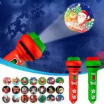 VIADHA Christmas Flashlight Projector for Kids, Slide Projector Torch Projection Light Bedtime Educational Learning Toys with 24 Patterns for Kids Toddlers Boys Girls Gifts