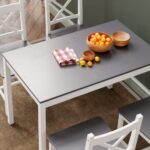 5 Piece Kitchen Table Set for Dining Room, Modern Rectangular Dining Table with 4 Chairs for Kitchen, Kitchen Room Furniture, Space-Saving & Easy Assembly (Grey)