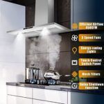 Range Hood 30 inch Stainless Steel, Wall Mount Stove Hood Ducted/Ductless Convertible with 3 Speed Kitchen Vent Hood, Touch Control, Energy-saving LED Lights, 5-Layer Aluminum Filters