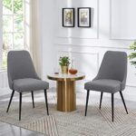 Ball & Cast Kitchen Chair Modern Upholstered Dining Chairs, Desk Chair Side Chair with Metal Legs, Grey Set of 2