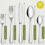20-Piece Silverware Set , Modern Flatware Utensil Cutlery Set for 4, Food Grade Stainless Steel Tableware Includes Knife Spoons and Forks Set, Mirror Polished, Dishwasher Safe