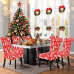 Chair Covers for Dining Room Set of 4, Stretch Printed Chairs Slipcover, Washable and Removable Dining Chair Protector for Parsons, Gifts for Christmas