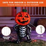 JOIEDOMI 2.5FT Halloween Decoration Outdoor Pumpkin with Skull Body, Collapsible Pumpkin Decorations with 60 LED Lights and Metal Stakes for Indoor Outdoor Yard Holiday Decor