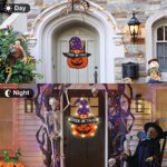 15” Prelit Halloween Window Silhouette Decorations Lights, Trick or Treat on Witch Hat Pumpkin Crafts Hanging Light Up Vintage Party Decorations for Halloween Indoor Wall Door Home Outdoor Yard Decor