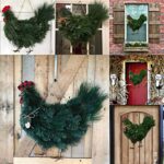 2022 Xmas Rooster Chicken Wreath, Artificial Pine Branches Green Leaves Garland for Front Door, Seasonal Handcrafted Wreath Wall Door Hanger for Christmas Garland Home Outdoor Garden Decoration