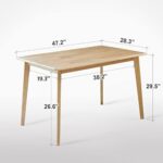 Livinia Canberra 47.2″ Rectangular Wooden Dining Table/Mid Century Modern Malaysian Oak Kitchen Table (Natural-Oak)