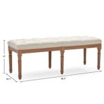 Iroomy Tbfit Extra-Long Designed Upholstered Tufted Bed Bench Seat for Bedroom, Entryway Wood Bench with Sturdy Wooden Legs, Buttoned Vanity Rectangle Dining Bench,Beige