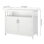 Kitchen Sideboard Cabinet with 2 Doors Storage Cupboard and Display Shelves, Buffet Server Console Table Floor Cabinet for Dining Bathroom, White, 39L x 17W x 32H in
