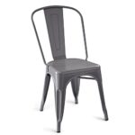 Amazon Basics Metal Dining Chairs – Set of 4, Dark Grey