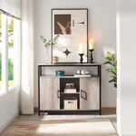 Yaheetech Sideboard, Kitchen Buffet Table, Storage Cabinet, Console Table with Two Doors and Adjustable Shelves for Kitchen Dining Living Room Entryway, Industrial Style