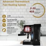 Gevi 15 Bar Espresso Machine, Professional Espresso Coffee Maker with Milk Frother for Espresso, Latte, Machiato and Cappuccino, 1.5L Removable Water Tank, Silver, 1100W