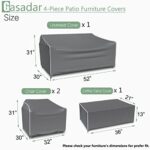 Gasadar Patio Furniture Covers 4 Piece, Waterproof Outdoor Furniture Covers, Patio Furniture Set Covers -Grey