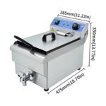 Electric Deep Fryer, Commercial Professional Electric Deep Fryer Stainless Steel Faucet,Timer and Drain,10L 110V 1500W