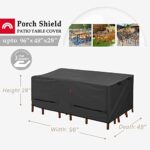 Porch Shield Patio Table Cover – Waterproof Outdoor Dining Table and Chairs Furniture Set Cover Rectangular – 96 x 48 inch, Black
