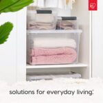 IRIS USA 19 Qt. Plastic Storage Bin Tote Organizing Container with Durable Lid and Secure Latching Buckles, Stackable and Nestable, 6 Pack, clear with Black Buckle