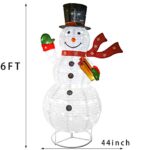 6FT Christmas Snowman 200 LED Warm White with Twinkle Lights, Foldable/Pop Up Decorations for Xmas Indoor Outdoor Decor