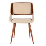 Armen Living Panda Dining Chair in Black Faux Leather and Walnut Wood Finish
