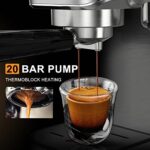 ICUIRE Espresso Machine, 20 Bar Compact Espresso Coffee Machine with Milk Frother, Digital Touch Panel, 37 Oz Removable Water Tank for Espresso Make