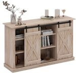 soges Sideboard Buffet Cabinet, Coffee Bar Cabinet with Sliding Barn Doors, Storage Cabinet with Adjustable Shelves for Living Room, Dining Room, Kitchen