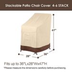 Vailge Stackable Patio Chair Cover,100% Waterproof Outdoor Chair Cover, Heavy Duty Lawn Patio Furniture Covers,Fits for 4-6 Stackable Dining Chairs,36″ Lx28 Wx47 H,Beige&Brown