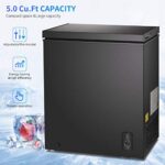 Kismile Chest Freezer, 5 cu ft Compact Mini Freezer With Low Noise & Energy Saving, Deep Freezer with Removable Basket, Ideal for Kitchen, Bedroom, Apartment, Office (Black, 5.0 Cu.ft)