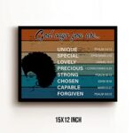 Inspirational African American Canvas Wall Art Black Girl Afro Women Quote Canvas Prints Framed Paintings Artwork Ready to Hang Home Office Wall Decor 15×11.5 Inches