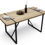TABU Rectangular Kitchen Table, Industrial Style Dining Table with Wood Tabletop and Metal Frame 63 Inch for Home Office Dining Room