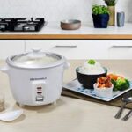 Elite Gourmet Elite Cuisine ERC006 Electric Rice Cooker with Automatic Keep Warm Makes Soups, Stews, Grains, Hot Cereals, White, 6 Cups Cooked (3 Cups Uncooked)