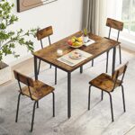 5-Piece Dining Table Set for 4, Dining Room Table and 4 Dining Chair with Backrest, Modern Kitchen Table Set with 4 Dining Chairs for Small Space, Easy Assemble(Rustic Brown)