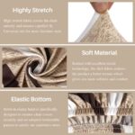 SearchI Stretch Dining Chair Seat Covers Set of 6, Soft Removable Washable Seat Covers for Dining Chairs, Dining Room Seat Cover Protector (Rear-Covered, Beige)