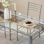 VECELO Kitchen Dining Table Sets for 4, 5 Piece Small Dinette with Chairs, Burnished Silver