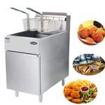 CookRite ATFS-50 Commercial Deep Fryer with Baskets 4 Tube Stainless Steel Natural Gas Floor Fryers-136000 BTU
