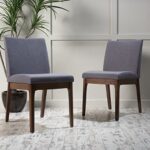 Christopher Knight Home Kwame Fabric / Walnut Finish Dining Chairs, 2-Pcs Set, Dark Grey