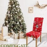 Comfy Gate 4, 6, 8 Pack Snowman and Snowflakes Chair Slipcovers for Dining Room, Christmas Cover for Dining Room Chair, Fitted Parson Chair Cover, Printed X’Mas Kitchen Chair Covers Set of 4, 6, 8